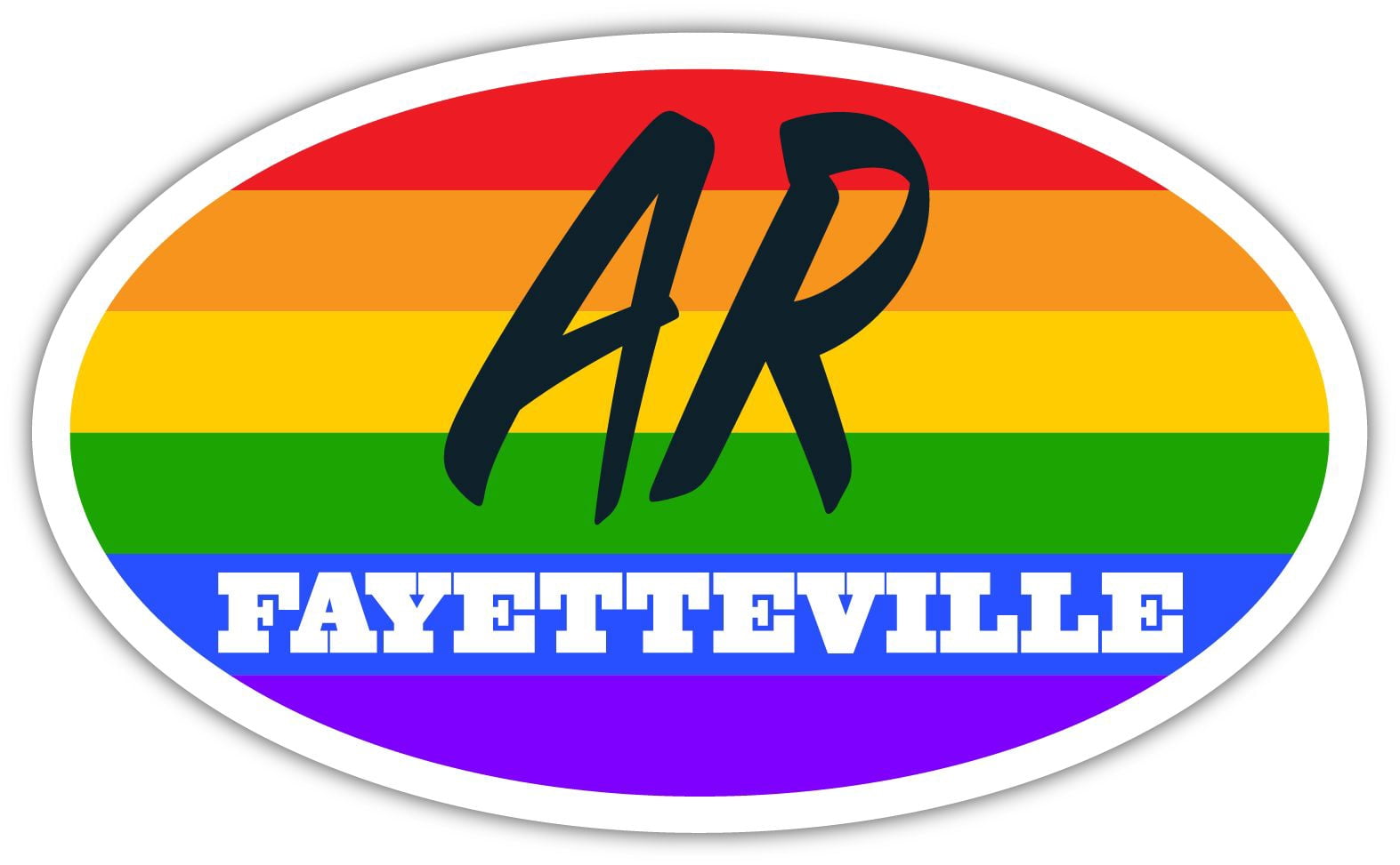 Fayetteville AR Arkansas Washington County Rainbow Pride Flag 6 Stripes  Pride Flag Euro Decal Bumper Sticker 3M Vinyl 3" x 5" - Walmart.com