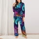 thumbnail image 2 of Balery Colorful Tropical Leaves Conjunto de Pijama con Estampado para Mujer, Conjunto de Dos Piezas con Manga Larga, Ropa de Dormir Suave con Bolsillos, Pijamas Cómodos-XX-Large, 2 of 7