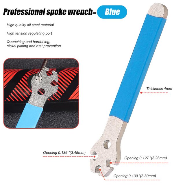 Bicicleta Herramientas de reparación de corrección de tensión de llanta de rueda de llave de radios de bicicleta (azul)