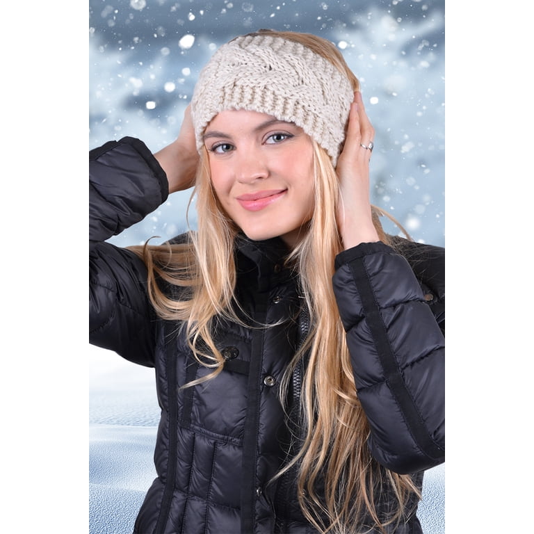 Winter Headbands Women 3 Pack Wool Fleece Lined Warm Ear Muffs for Cold Weather MUTKIS Winter Headbands for Women 3 Pack, Ear Warmers for  main image 3