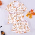 thumbnail image 2 of Ruiwill White Halloween Pajamas Shorts Set Women Fall Lapel Short Sleeve Graphic Print Button Down Shirt With Shorts Outfit Set Soft Halloween Women'S Sleepwear, 2 of 5
