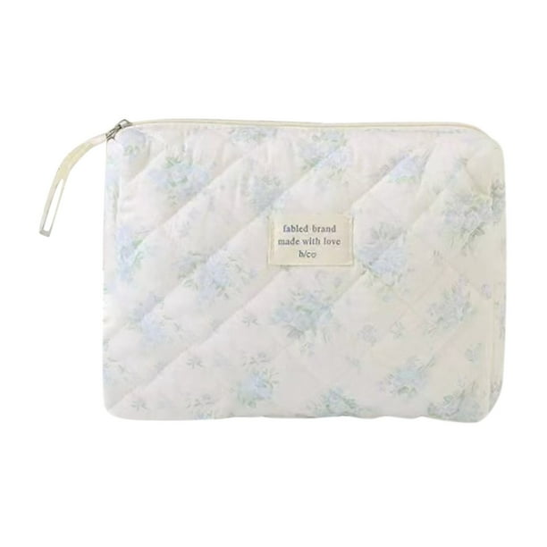 Bolsa de cosméticos de gran capacidad con estampado floral y doble cremallera. Organizador de maquillaje de viaje para guardar artículos de aseo y papelería