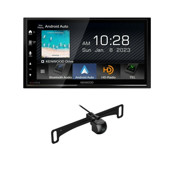 KENWOOD DMX809S eXcelon 6.95-Inch Capacitive Touch Screen, Car Stereo, Wireless and Wired CarPlay and Android Auto, Bluetooth | Plus KENWOOD CMOS-240U Universal Backup Camera