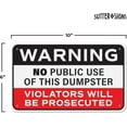 thumbnail image 3 of No Dumping Sign, Rust-free Aluminum Warning No Public Use of Dumpster Sign for Industrial, Commercial, Restaurant, Construction Work Site, 10x6 with Mounting Holes by Sutter Signs, 3 of 7