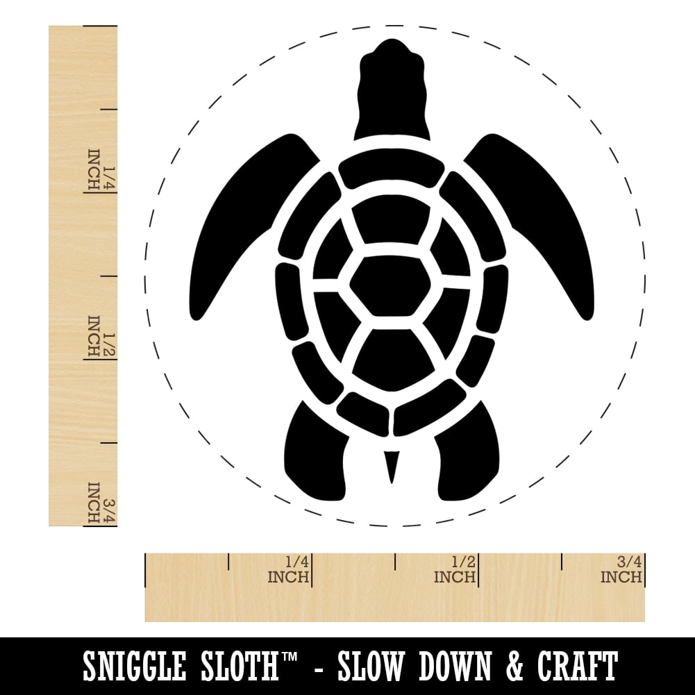 Sea Turtle Tribal Self-Inking Rubber Stamp Ink Stamper - Black Ink - Small 3/4 Inch