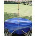 thumbnail image 2 of Outdoor Tablecloth with Umbrella Hole, Blue Striped Spillproof Waterproof Outdoor Table Cover, Modern Abstract Art Wave Moire Gradient Patio Tablecloths for Party/Garden/Picnic, Round 54 inch, 2 of 9