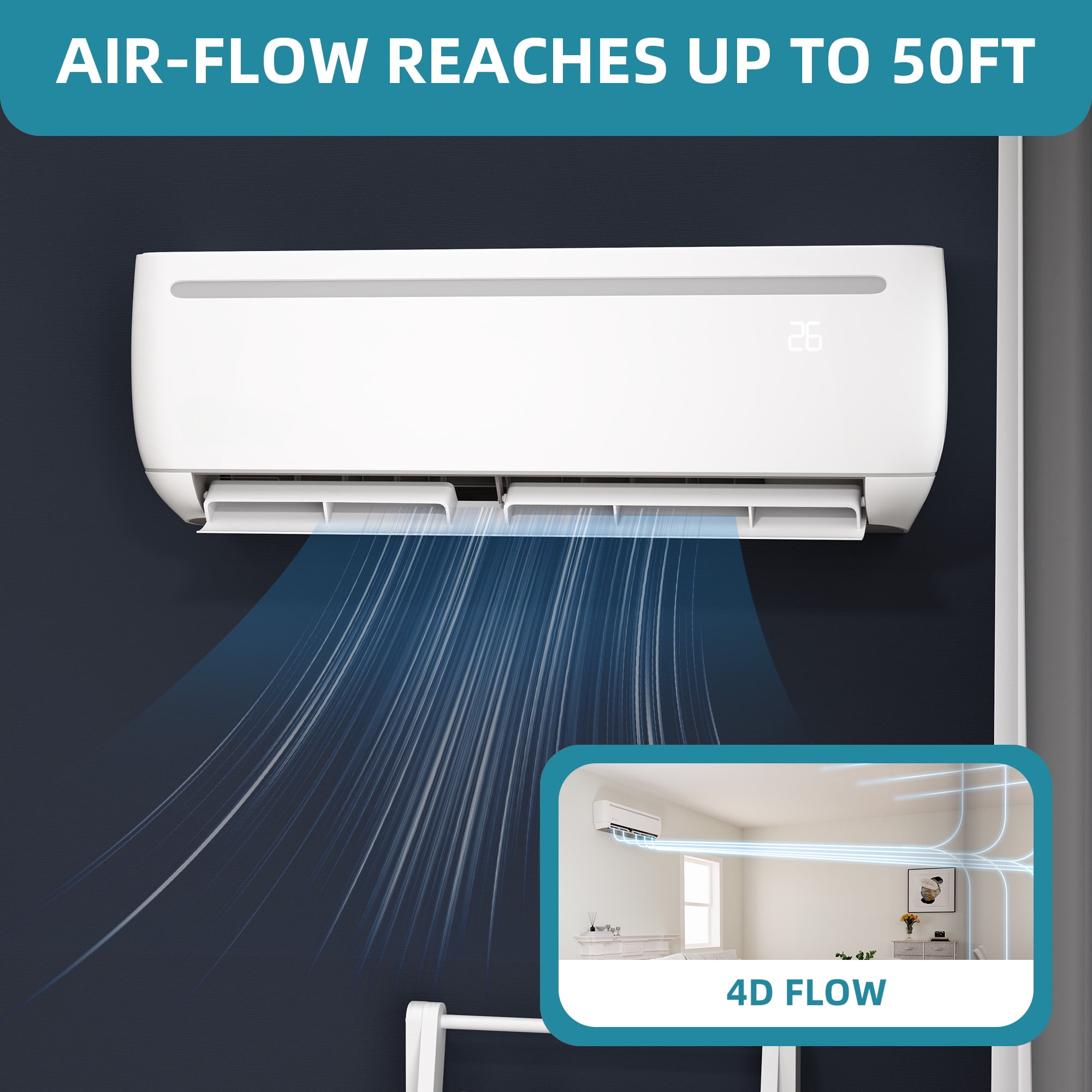 Uforic 24000 BTU Mini Split AC Heat Pump, WiFi, Alexa Compatible, 18.5 SEER2, Cools 1500 sq.ft, 230V