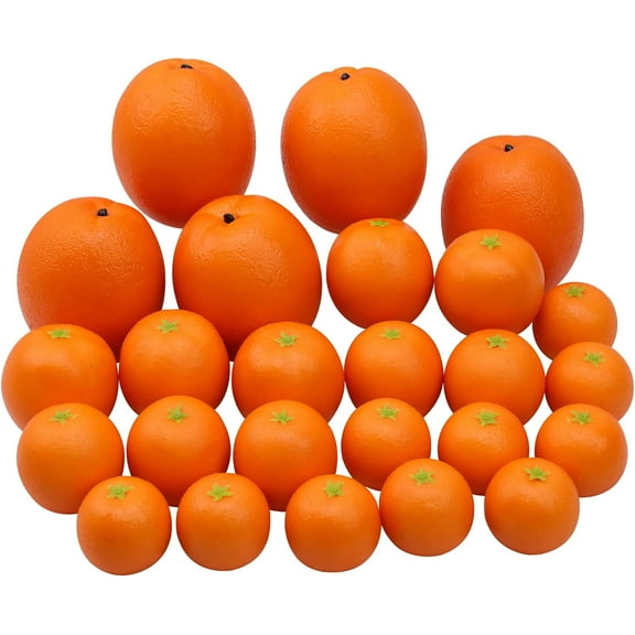 25pcs Artificial Lifelike Orange Set Fake Realistic Fruit Model Home House Kitchen Food Centerpieces Decoration Party Display