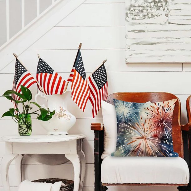 Pillow Cover 18x18 Inch Independence Day Star 4th Of July American Flag Pillow Cover Cushion Cover Soft Pillow Cover Decorative Throw Pillow Cover Deals Of The Day Clearance