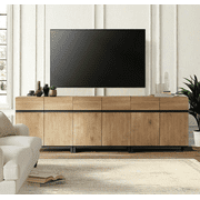 WAMPAT Modern TV Stand for TVs up to 100 inch, 3 in 1 Entertainment Center TV Console with Adjustable Shelves and Metal Base for Living Room,Bedroom,Oak
