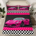 thumbnail image 2 of Feelyou Fashion Racing Car Twin Sheet Sets for Boys, Modern Extreme Sports Twin Fitted Sheet, Checkered Flag Flat Sheet, Microfiber Bedroom Decor, 3 Pieces, 2 of 7