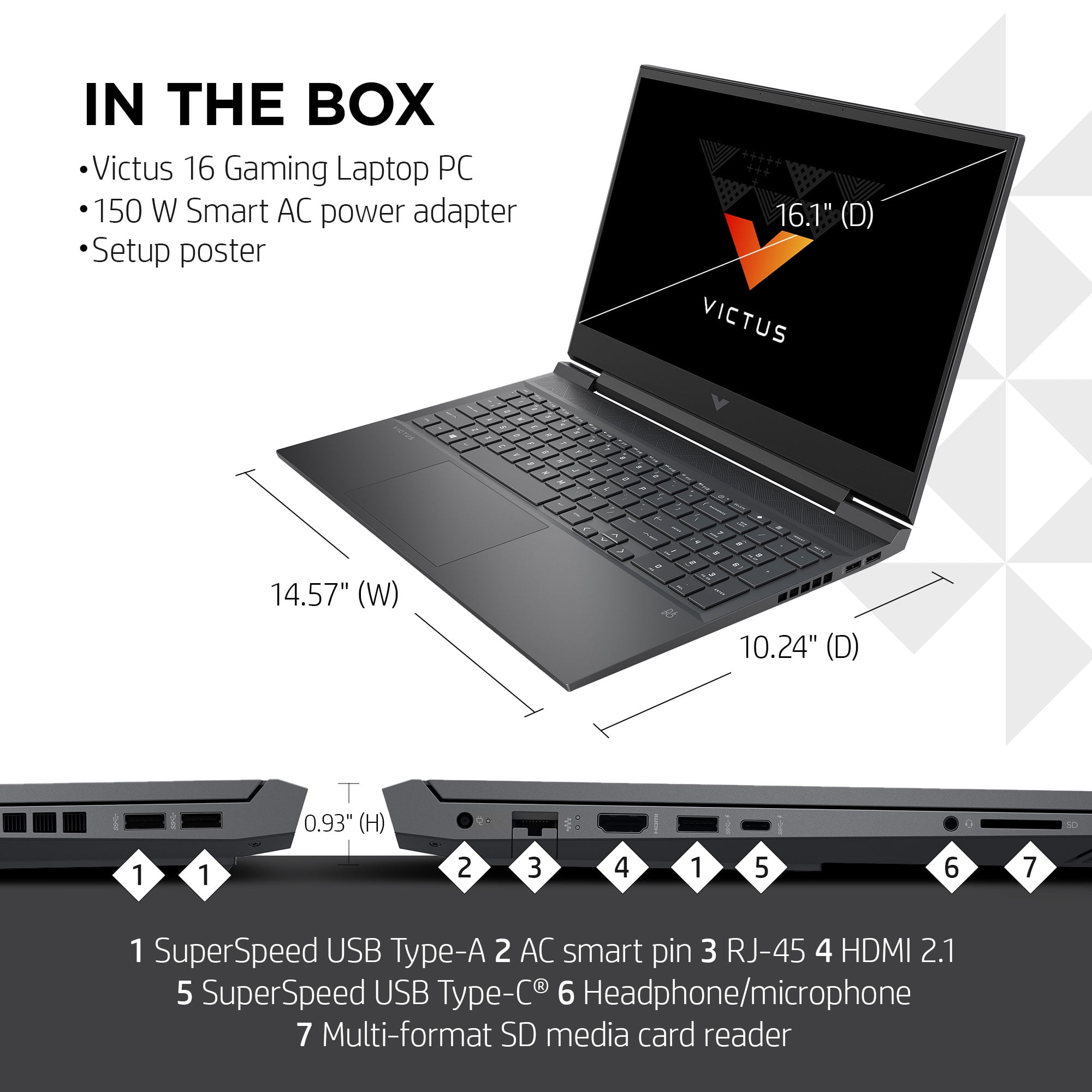 HP Victus 16.1" FHD, AMD Ryzen 5 5600H, 8GB RAM, 256GB SSD, Mica Silver, Windows 10 Home, 16-e0011wm