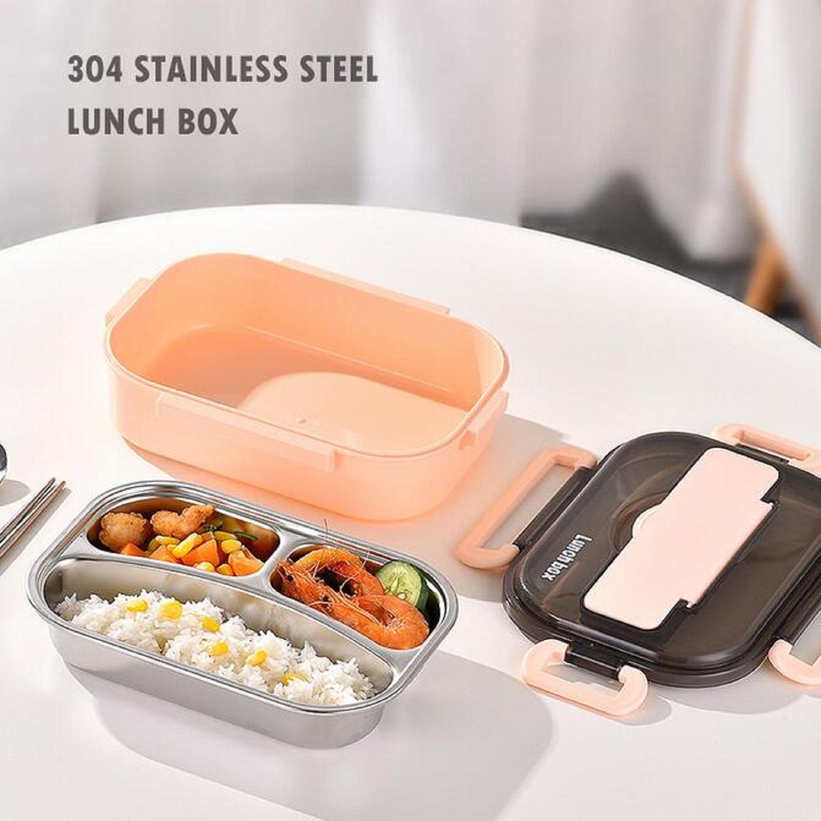 Wovilon Bento Box Adult Lunch Box, Containers for Adults Men Women with 3 Compartments, Lunchable Food Container with Utensils, Sauce Jar, 32 Oz/4 Cup, Microwave & Dishwasher Safe, Blue
