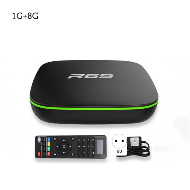 TV Box HD 4K Reproductor de red Set-top Box con control remoto Adaptador de cable HD AV para Android, 1G + 8G, enchufe de la UE Eigraketly EL004756-02B