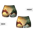 thumbnail image 6 of Yiaed Castle Red Green Sky Dragon Print Women's Athletic Shorts Running Shorts Sporty Short High Waisted Elastic Workout Shorts for Yoga Gym Running & Sports -XX-Large, 6 of 7