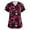 22# Wine, variant on Scrubs for Women Comfortable Lightweight Durable Soft Stretch Flower Printed V-Neck Short Sleeve Medical Scrub Top Red 3XL