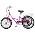 thumbnail image 3 of LILYPELLE 24" 3 Wheel Bike for Adults Folding Tricycle 7 Speed Adult Trike Low-Step Through for Seniors with 400lbs Load Capacity,Rosy, 3 of 16