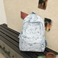 thumbnail image 5 of FUZHIQ Tie Dye Vintage School Backpack for 8th 9th 10th 11th Grade, Distressed Style Bookbag with Front Pocket, Casual Elementary Middle School Bag, Blue, 5 of 8