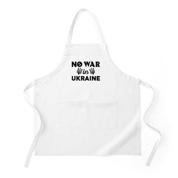 CafePress - No War In Ukraine - Kitchen Apron with Pockets, Grilling Apron, Baking Apron