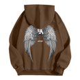 thumbnail image 3 of MHFRRA Sudadera con Capucha Informal con Estampado de Ángel de Invierno, Forro Suave y Bolsillo Frontal para Una Mayor Comodidad En La Calle Al Aire Libre Marrón, 3 of 3