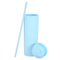 Uxcell 1 Pack Double Wall Tumbler with Straw and Lid, 16 OZ Acrylic Cup, Matte Blue