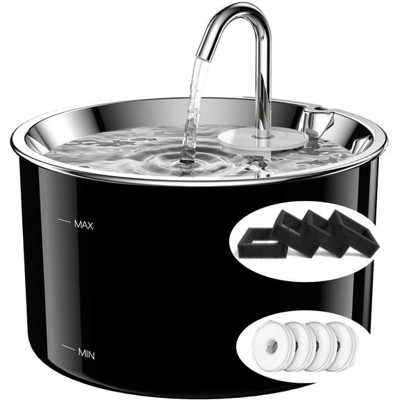 Fuente de agua VIVIDORAMA Cat de acero inoxidable de 3 litros con filtro