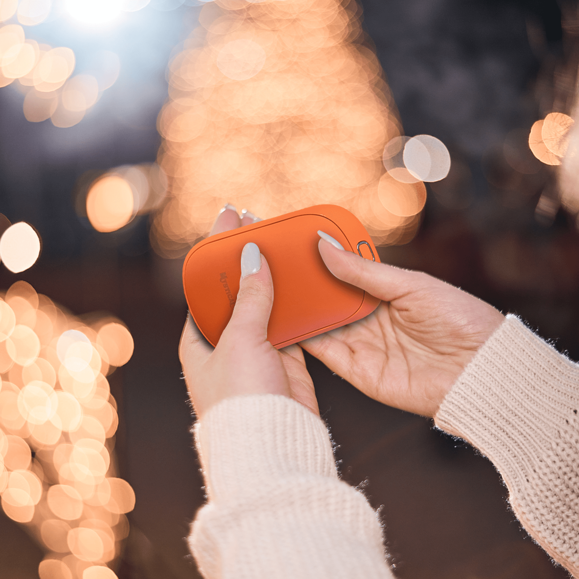 Hand Warmer Rechargeable USB C 5200mAh Portable Electric Charging Heater (Orange) By Mystical Fire Great Gift For Men & Women - Keep Your Hands Warm In The Outdoors While Camping Skiing Or Hunting