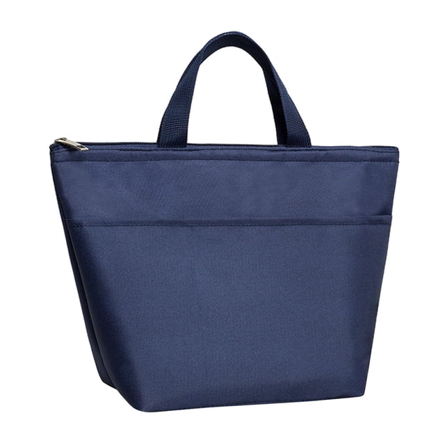 Bolsa de tela Oxford para el almuerzo, bolsa para el almuerzo, cierre de cremallera, almacenamiento, ligera Azul marino