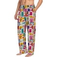 thumbnail image 2 of Uemuo Cute Doodles Pattern Men's Wide Leg Palazzo Lounge Pants with Pockets Light Weight Loose Comfy Casual Pajama Pants-, 2 of 9
