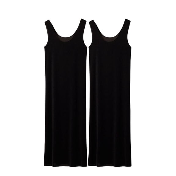 SWSMCLT Women's 2 Pack Nightgown Backless Calf Length Lounge Stretchy Night Gown Nightshirt Sleeveless Sleepshirt Sleep Dress Lightweight Black X-Small