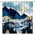 thumbnail image 3 of Mountain Forest Shower Curtain Rustic Pine Tree Landscape Nature Art Sunrise Natural Scenery Country Blue Fabric Bathroom Decor Curtain with Hooks 72"W x 72"L (Pack of 1), 3 of 6