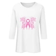 thumbnail image 4 of IROINNID Discount Breast Cancer Pullover for Women Breast Cancer Awareness Loose Printed Loose T-shirt 3/4 Sleeves Blouse Round Neck Tops,White, 4 of 5