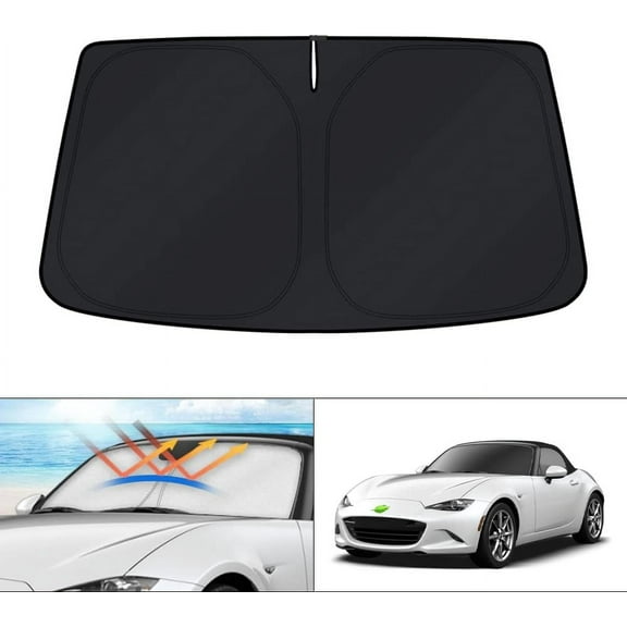 Canvcle Windshield Sun Shade for Mazda MX-5 Miata Convertible 2017 2018 2019 MX5 Window Sunshade Visor Protector Foldable Blocks UV Rays Keep Your Car Cooler