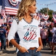 thumbnail image 4 of Fabrcox S-5XL 1776-2026 USA 250th Anniversary Shirt Flag Print 3/4 Length Sleeve 4th July Shirts for Women We the People Celebration Freedom Patriotic Shirts for Women, 4 of 5