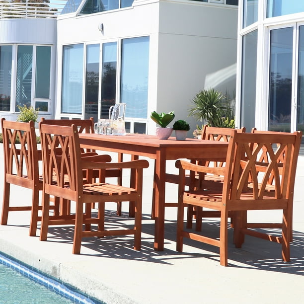 Malibu Outdoor 7piece Wood Patio Dining Set