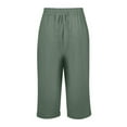 thumbnail image 6 of JJHGVB Cotton Linen Capris for Women Beach Resort Pants Wide Leg Capri Long Shorts Womens Linen Shorts Cotton Linen Pants Dress Shorts Pedal Pushers for Women Baggy Shorts Women Army Green L, 6 of 6