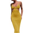 thumbnail image 1 of Fridja Womens Ruffle Back Elegant Temperament Slim Evening Sling Dress, 1 of 6