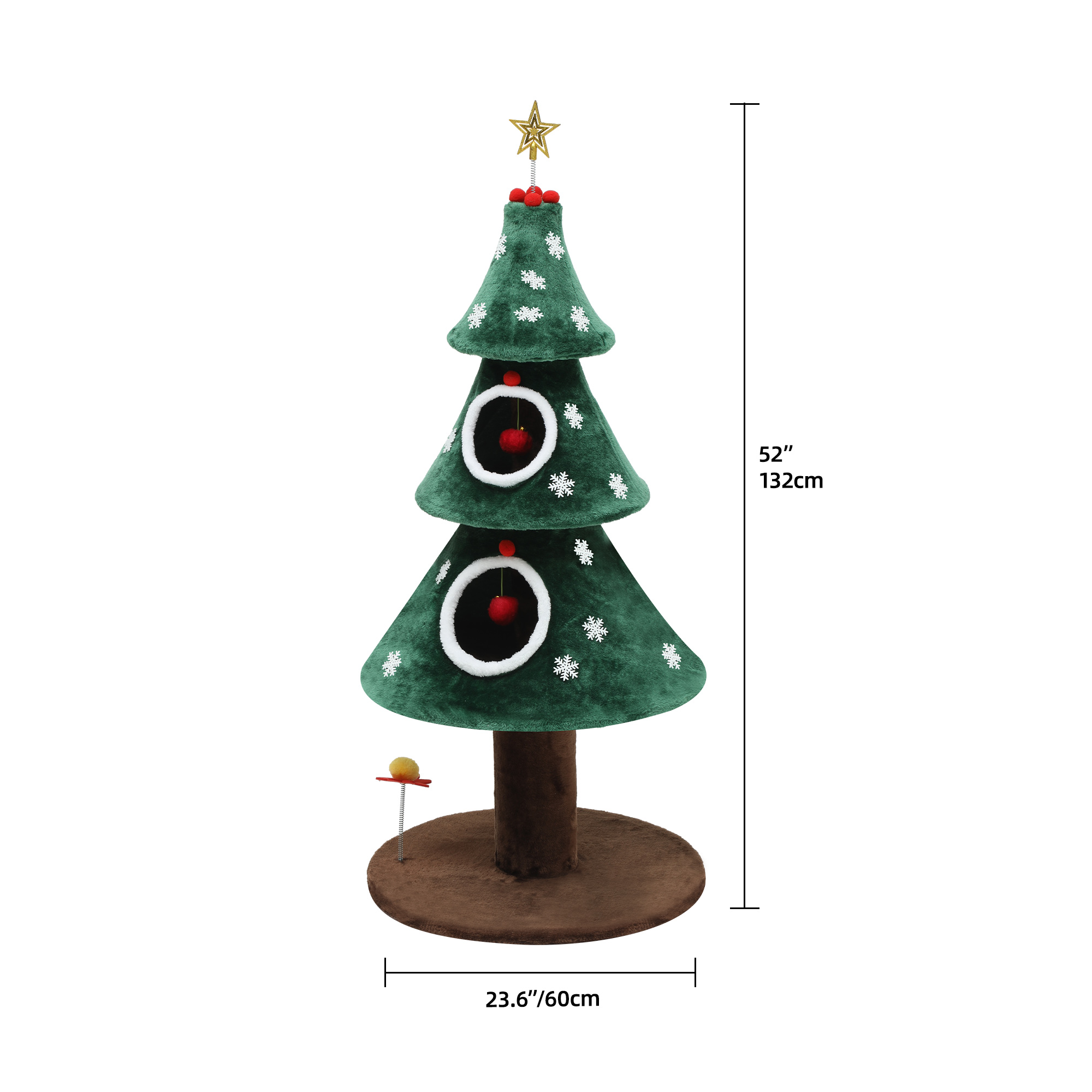 Dextrus 52" Cute Christmas Cat Tree - Festive 2-Tier Cat Tower with Cat Teaser Toy,Kittens Play Activity Center,Cat Furniture for Christmas Decoration