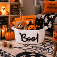 thumbnail image 4 of Halloween Boo Woven Basket, Cute Spooky Basket, Trick Or Treat Gift Organizer For Halloween Party Favors And Decorations White, 4 of 6