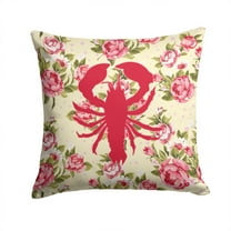 Carolines Treasures Lobster Shabby Chic Yellow Roses Fabric Decorative Pillow 14Hx14W multicolor