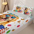 thumbnail image 3 of Manfei Kawaii Dalmatian Zipper Twin Comforter Sets with Fitted Sheet and 2 Pillowcases, Cartoon Rustic Dog Zipper Bedding Set, White Orange, Gray Reversible, 4pcs, 3 of 7