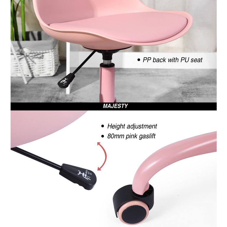 FurnitureR Mid Century Modern PP Office Task Chair Pink