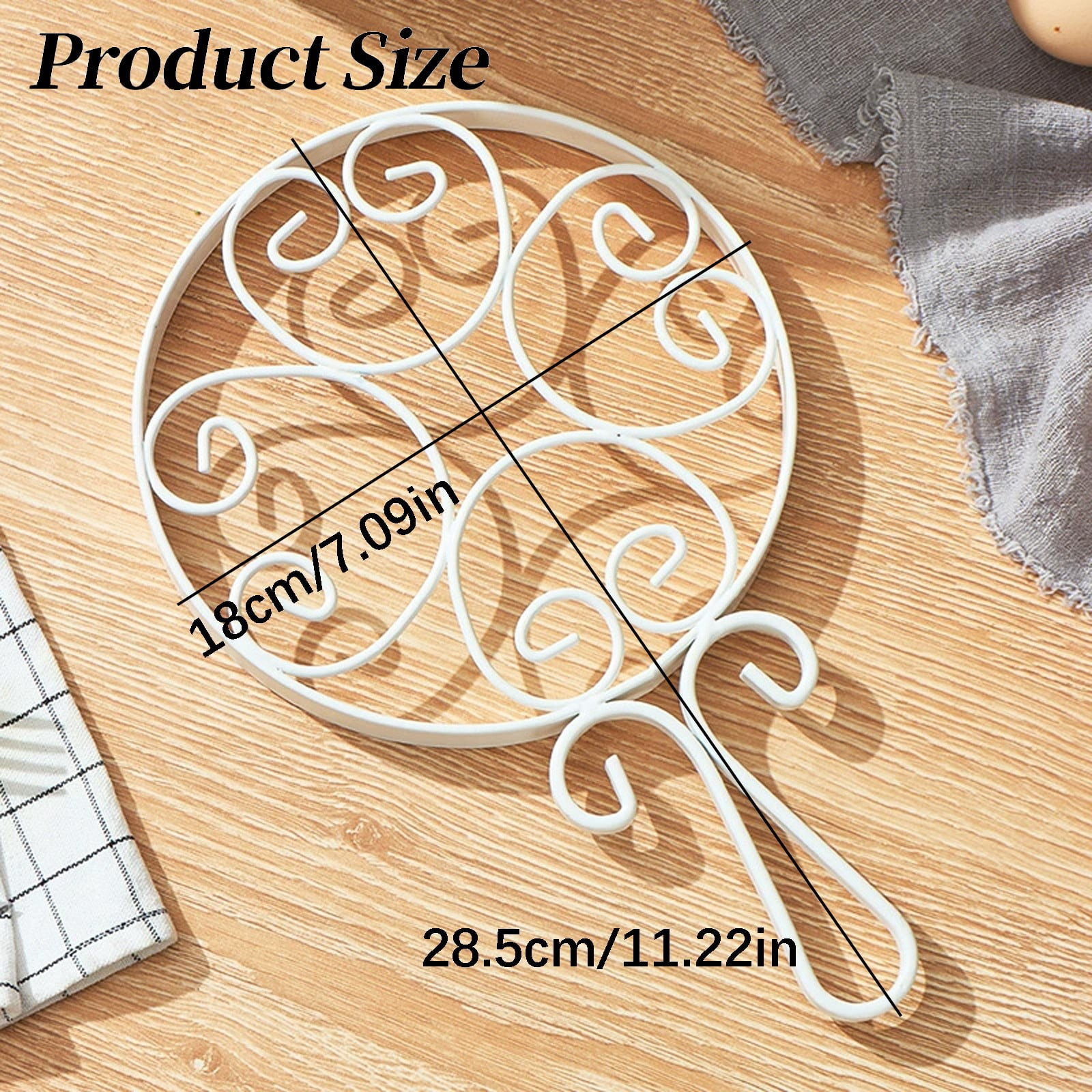 Gnwei Cast Iron Metal Heat-Resistant Trivet with Handles – Pot Holder for Dining Table, Anti-Scald Placemat, Reusable Coaster for Hot Pots & Dishes – Modern Kitchen Decor