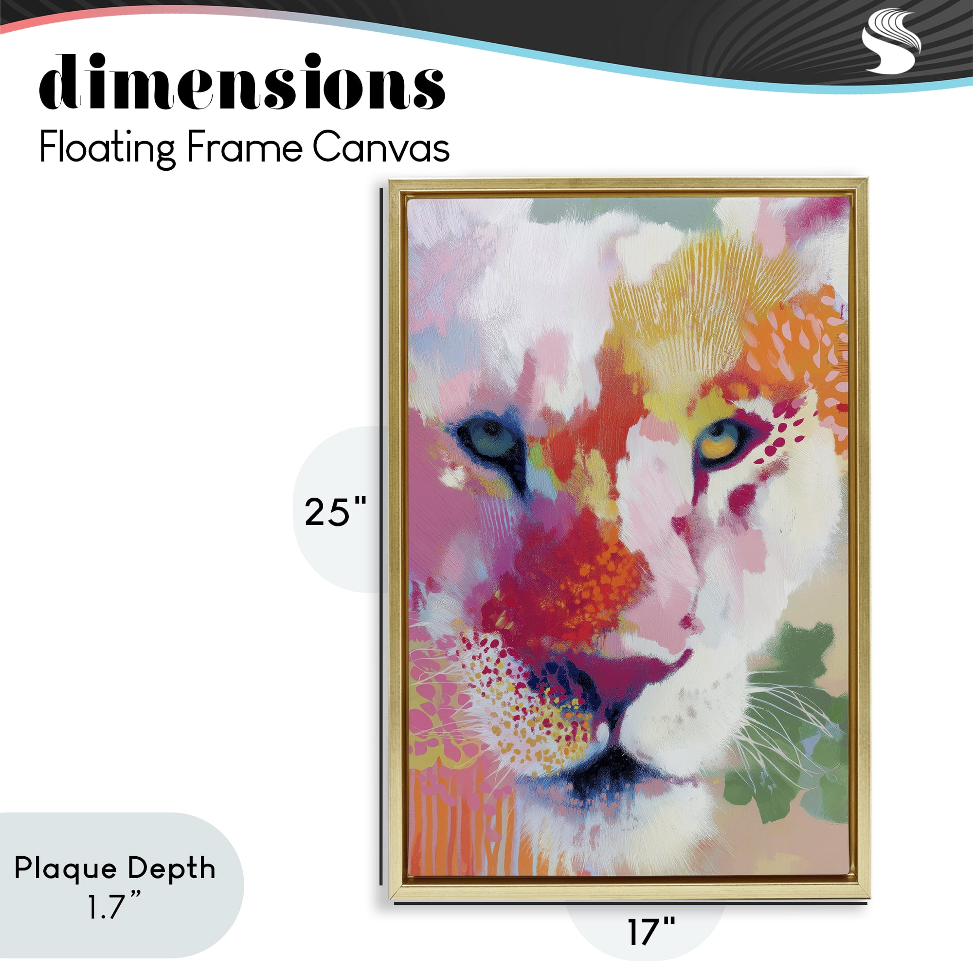 Stupell Industries Lion Eyes with Intense Gaze Gold Framed Floater Canvas Wall Art, design by Chromatic Storm Studio