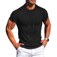 thumbnail image 2 of TAGOLD Mens Summer Short Sleeve Round-Neck Blouses & Shirts Solid Color Ribbed Panel Fitness Sports Top, 2 of 5