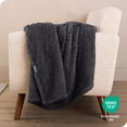thumbnail image 6 of Bare Home Faux Shearling Blanket - Dual Layer - Fluffy & Soft - Lightweight - Full/Queen, Forged Iron Gray, 6 of 7