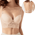 thumbnail image 2 of Women's Low Back Bra Sexy Push Up Comfort Seamless Lace Deep V Backless Bra, 2 of 5