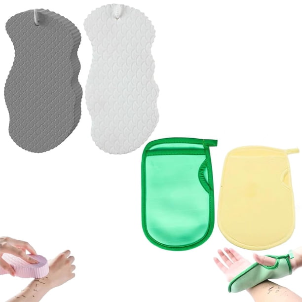 Exfoliante coreano para la piel, esponja de baño exfoliante súper suave, esponja exfoliante 3D, agradable para la piel y reutilizable para adultos y niños (4PCS-D)