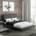 thumbnail image 2 of Hillsdale Furniture Muellen Upholstered Platform Queen Bed with 2 Dual USB Ports, Graphite Gray Vinyl, 2 of 9