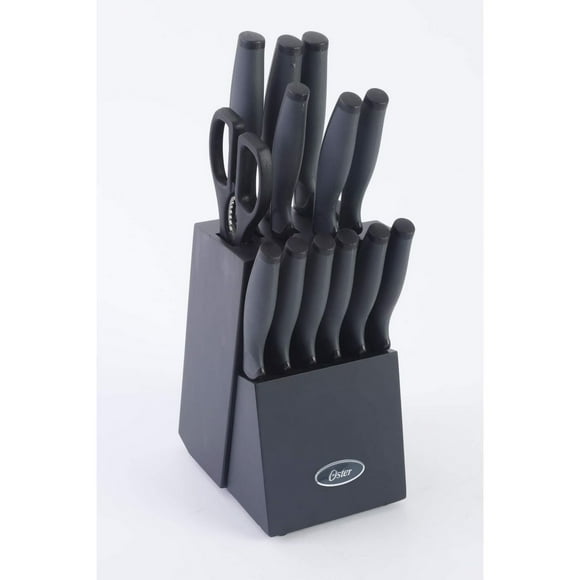 Ensemble de couverts 14 pièces Oster Slice Craft avec bloc noir - Noir